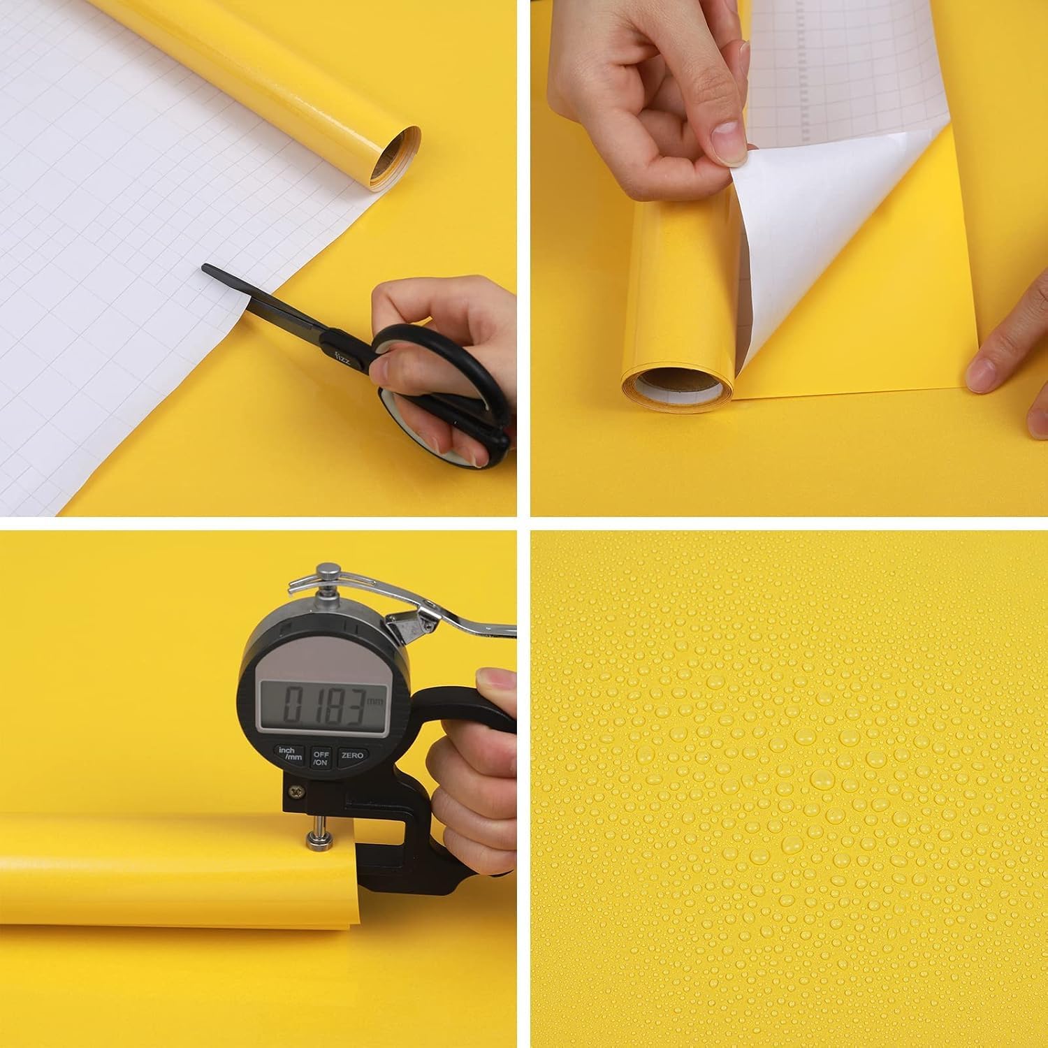 Detalle de Hode Klebefolie Gelb Glitzer (40 cm x 3 m) – selbstklebender Hochglanz-Oberflächenschutz für Möbel, Küche & Wände