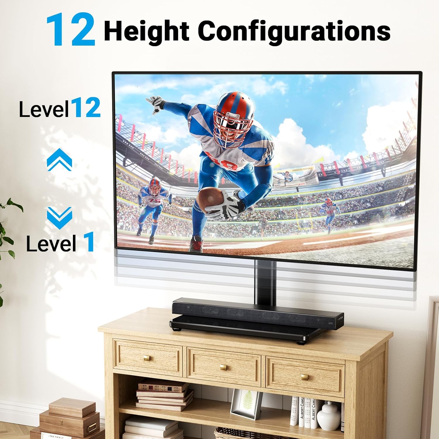 Detalle 2 de PERLESMITH PSTVS33 Swivel TV Stand 99 lbs