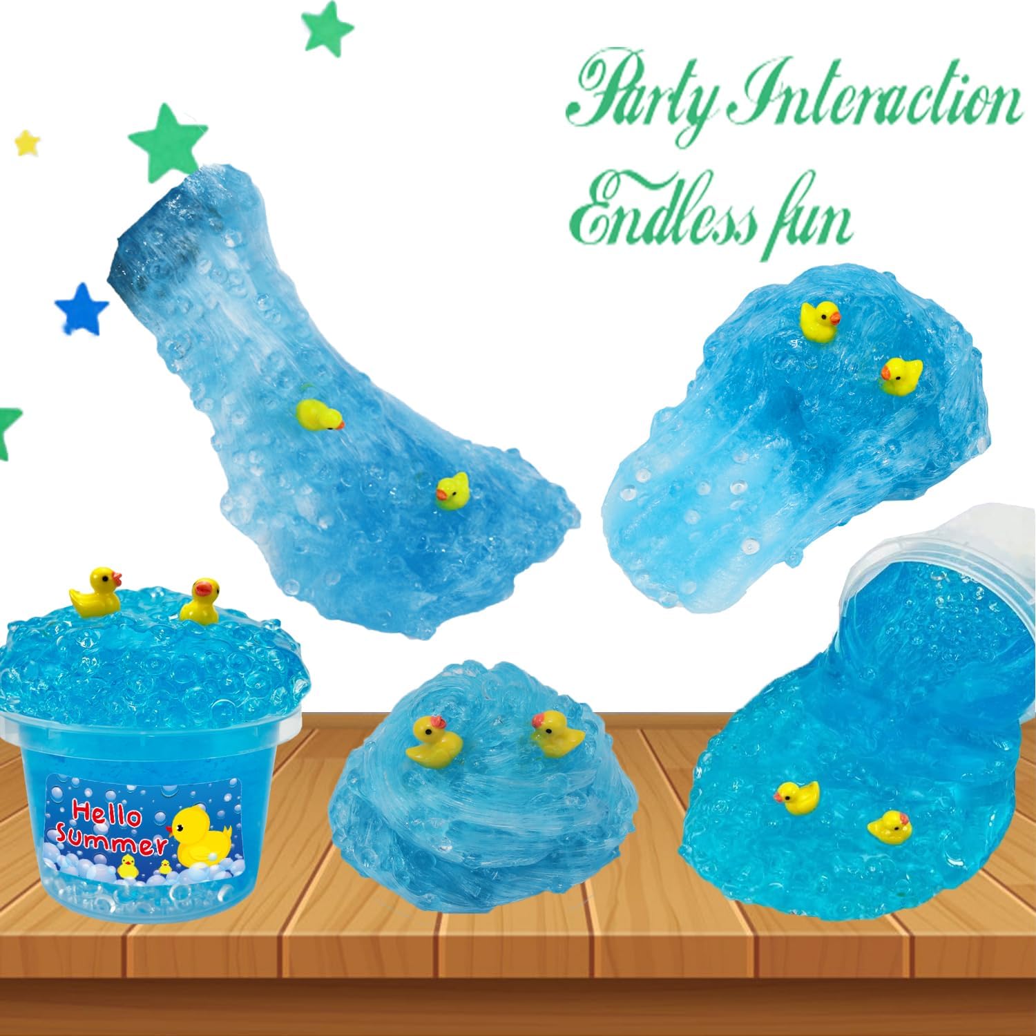 Detalle de Charming Blue Crunchy Fishbowl Bead Slime (Super Soft, Non-Sticky) for Gifts & Party Favors