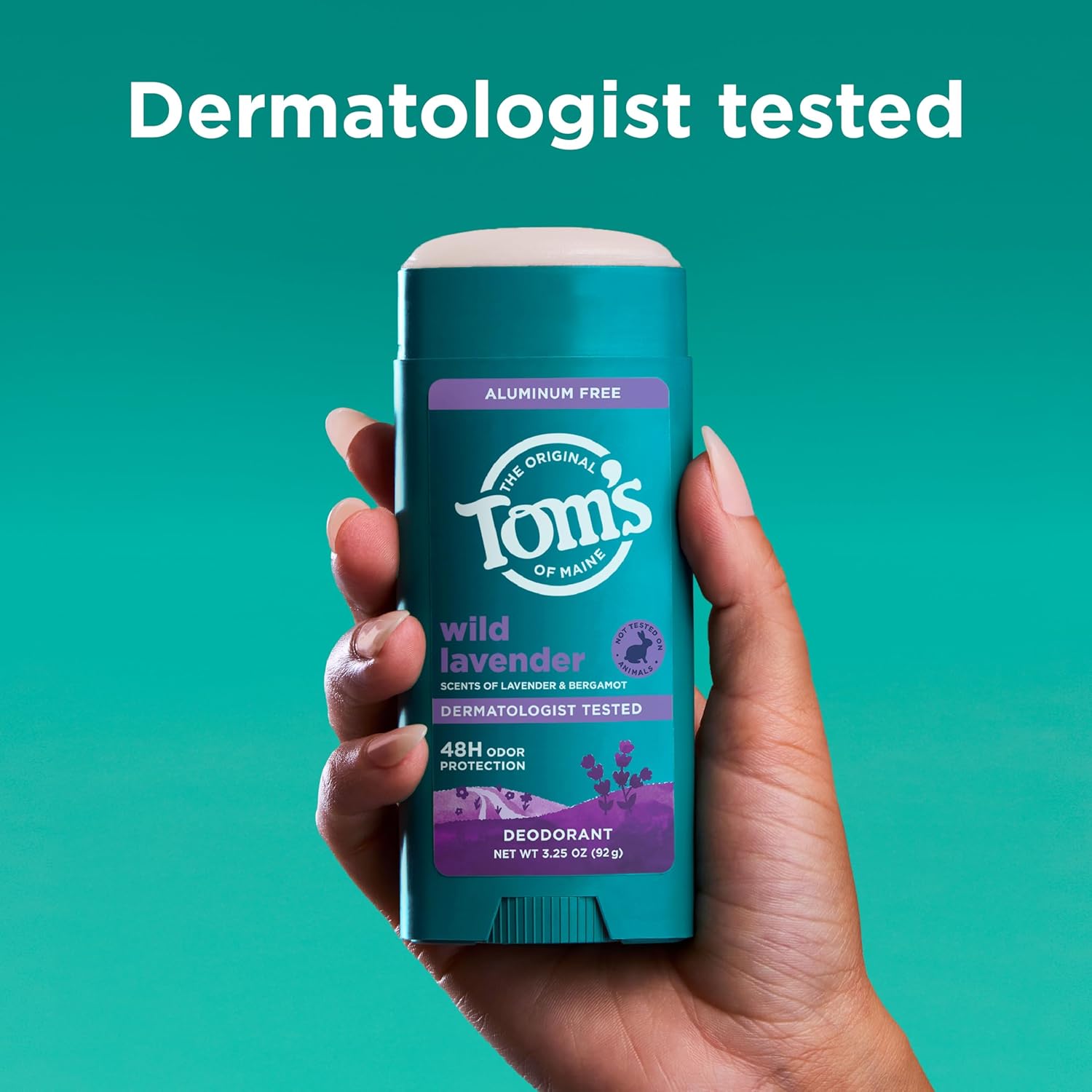 Detalle de Tom’s of Maine Wild Lavender Aluminum-Free Natural Deodorant (2 Pack, 3.25 oz each) — 48-Hour Odor Protection