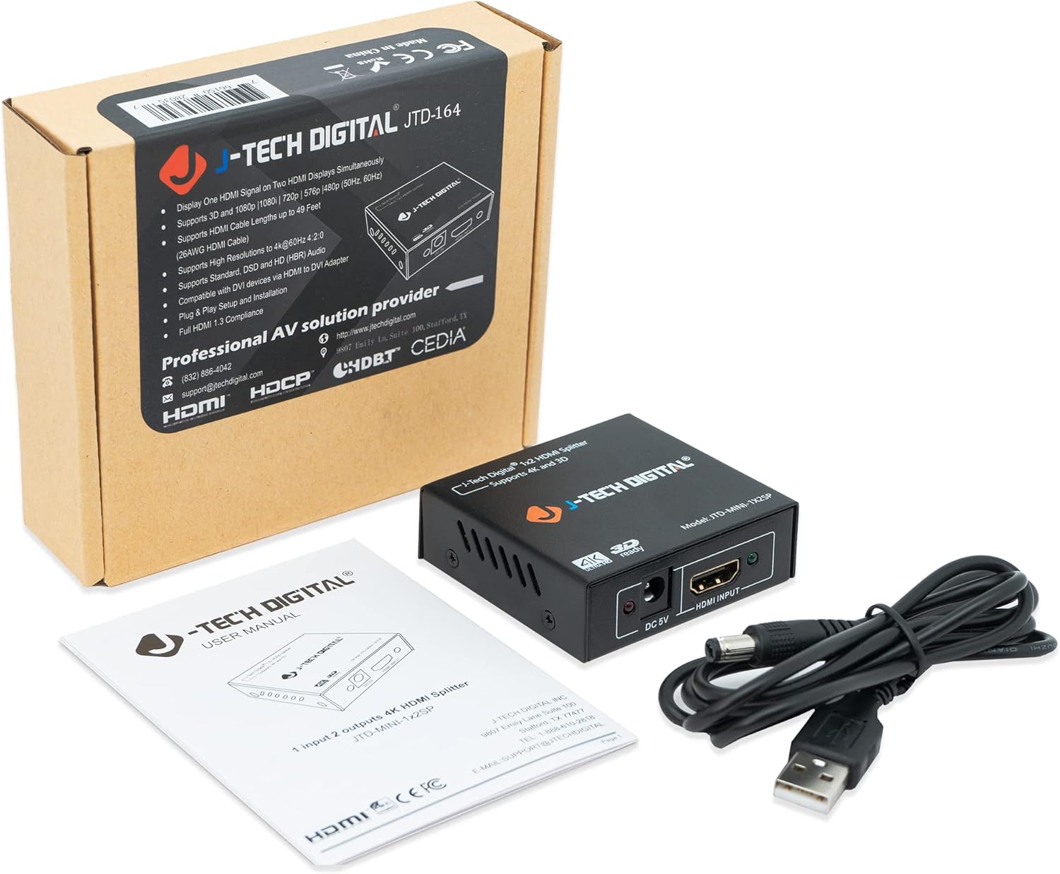 Thumbnail 6 de J-Tech Digital JTD-MINI-1X2SP 4K@60 HDMI Splitter 1x2 Powered (1 in to 2 out)