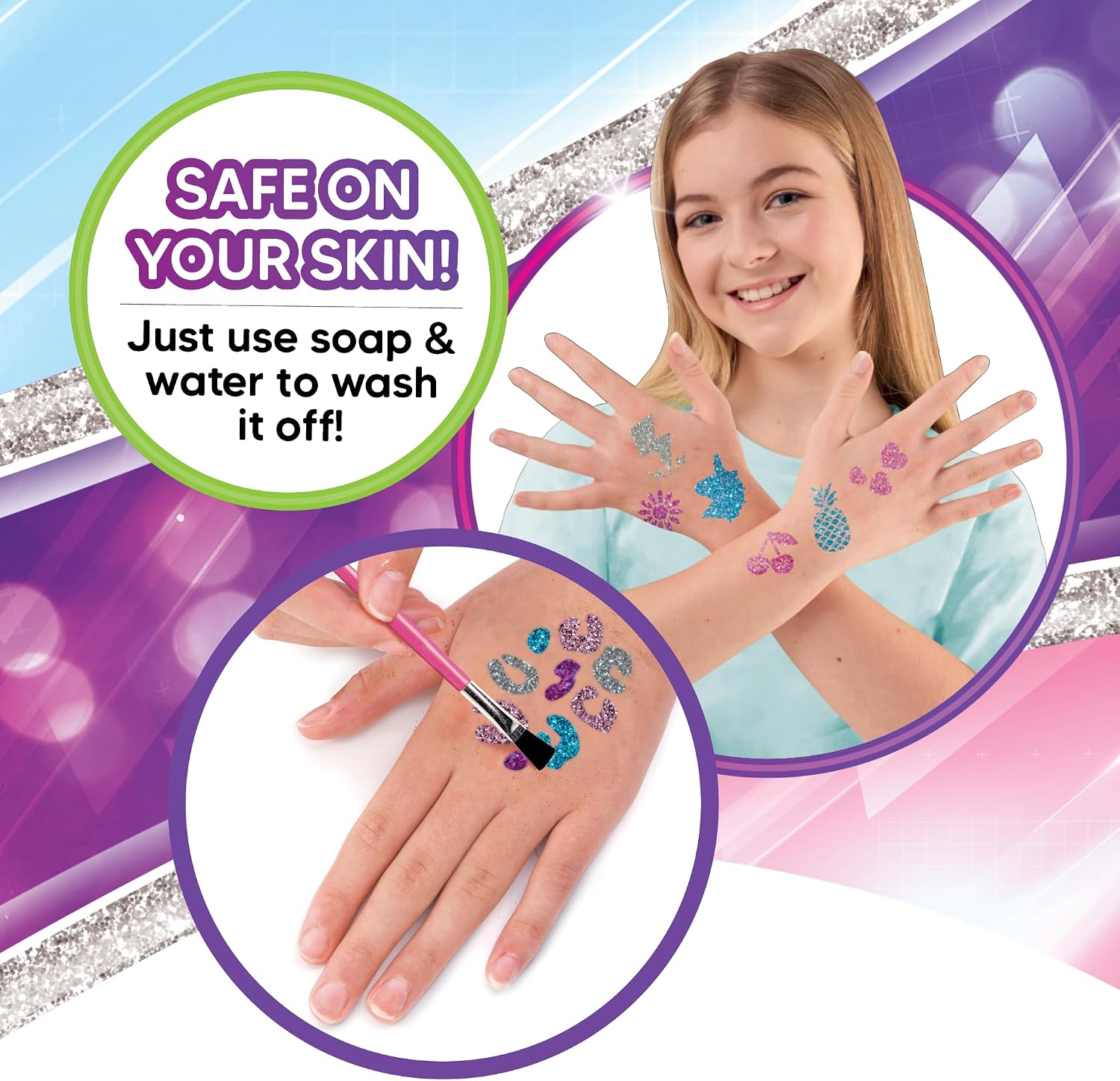 Detalle de FabLab Glitter Tattoos | Create FAB Glittery Kids Tattoos with 28 Stencils and 4 Biogel Glitter Colours
