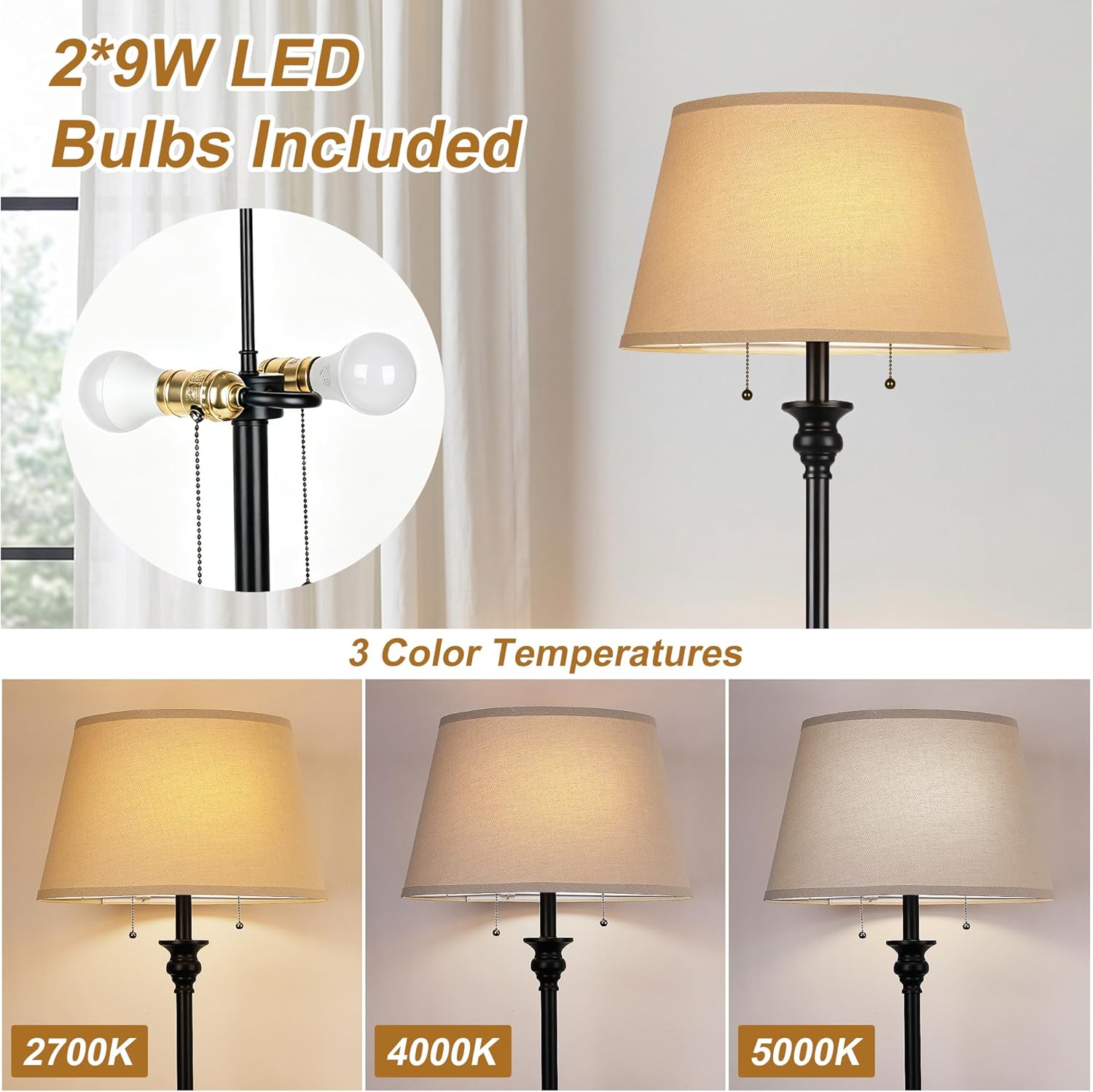 Detalle de PARTPHONER Floor Lamp 66.5-Inch