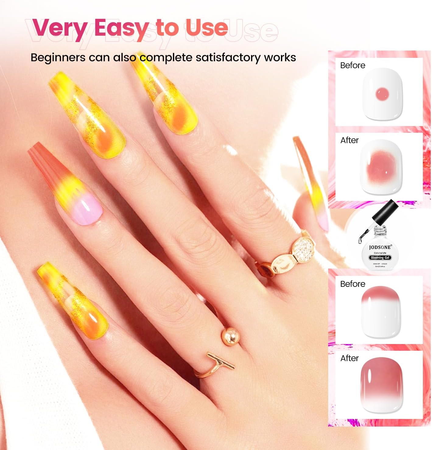 Thumbnail 6 de JODSONE Clear Blooming Gel 10 ml : gel UV LED “blooming” pour dégradés marbre, aquarelle et fleurs