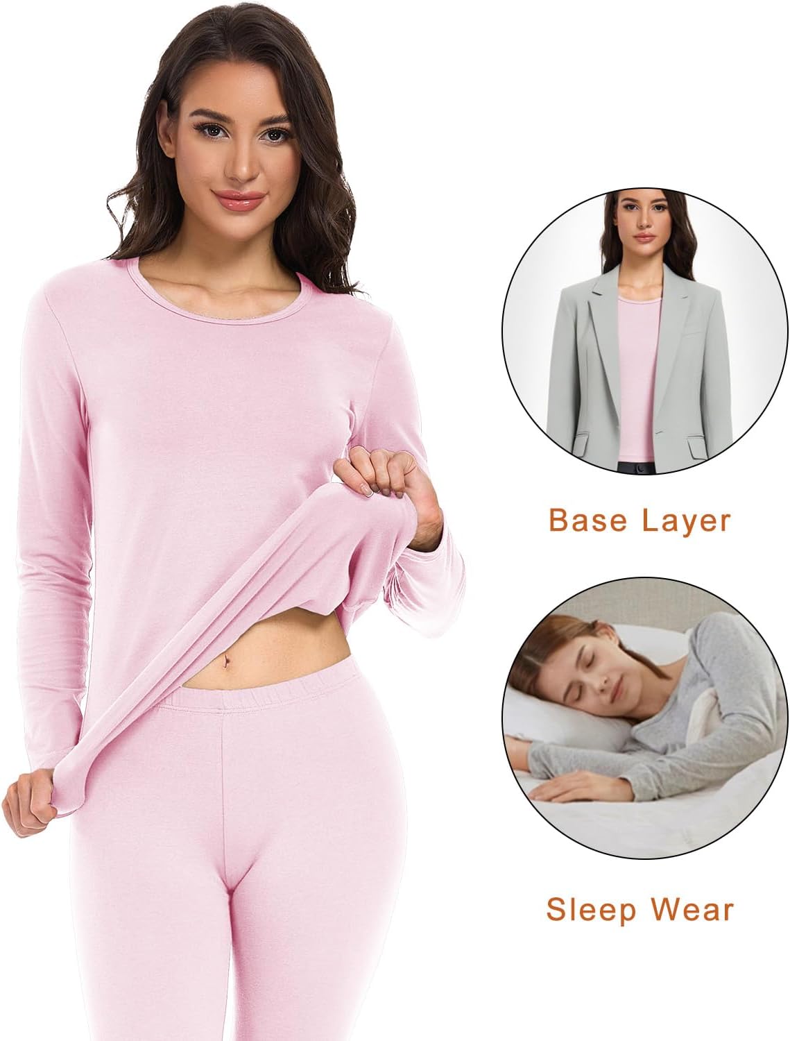 Detalle de wirarpa Women's Cotton Thermal Underwear Set, Four-Way Stretch Base Layer
