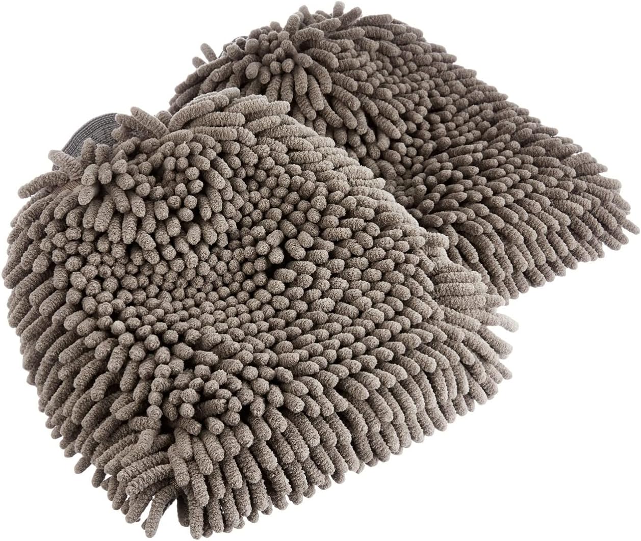 Detalle de Amazon Basics Deluxe Microfiber Car Wash Drying Mitts (2 Pack) – Grey, 30 cm x 20 cm