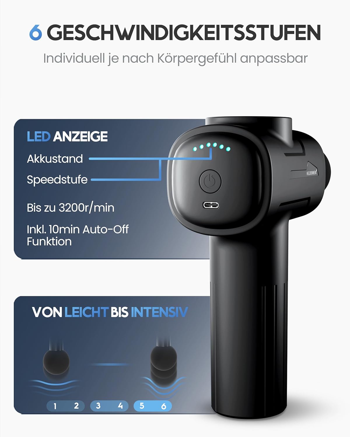 Thumbnail 2 de HELDENWERK Massagepistole inkl 6 Aufsätzen