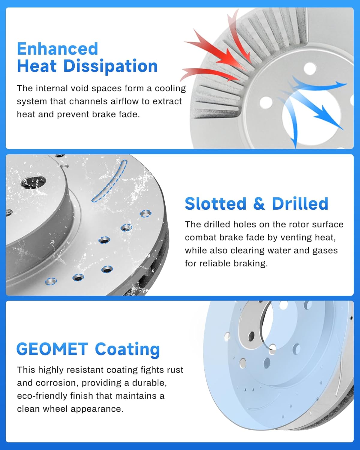 Thumbnail 4 de Anpulsero Front Brake Kit for 03-08 Toyota Corolla/Matrices and Pontiac Vibe — 275mm Drilled & Slotted Rotors with Ceramic Pads