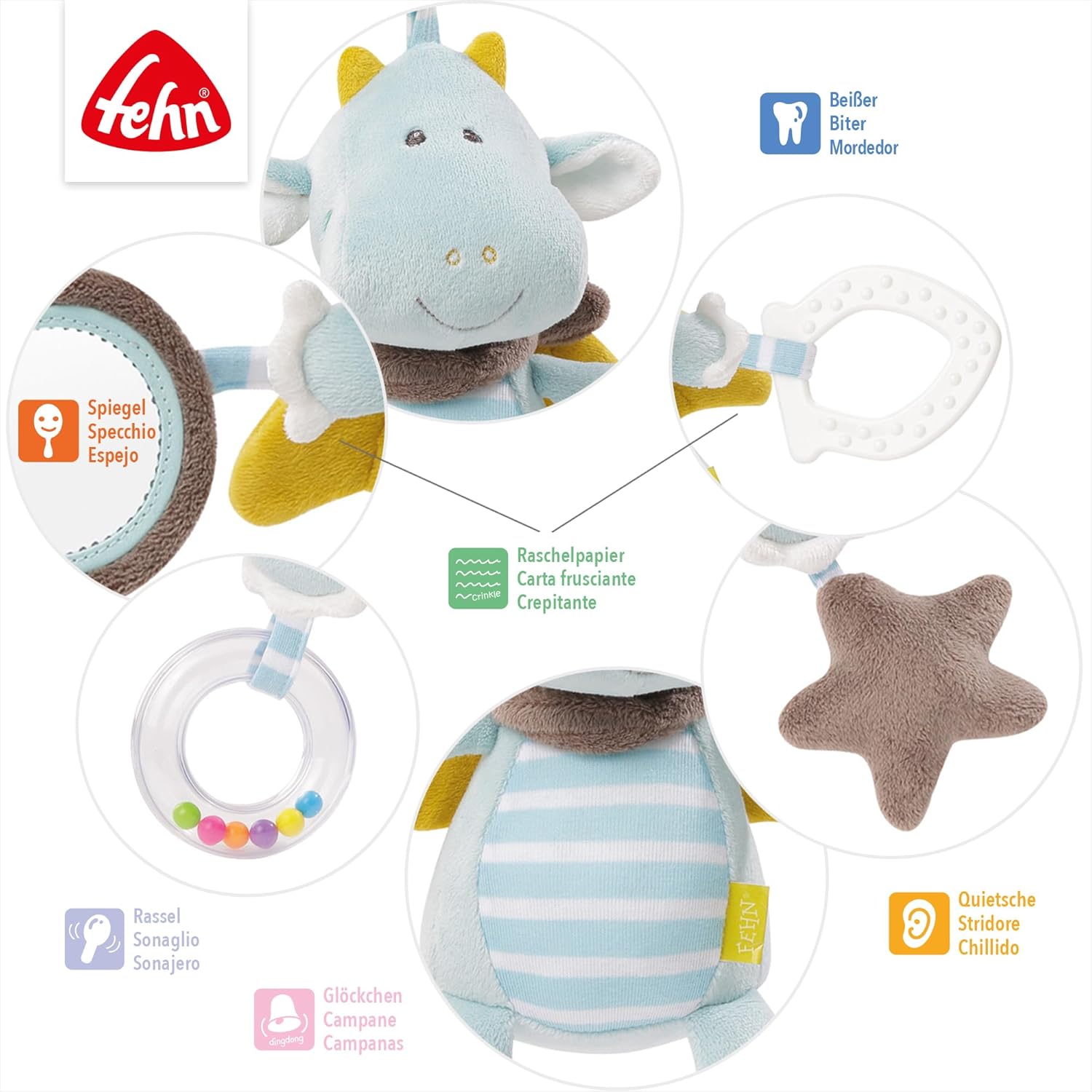 Detalle 2 de Fehn Dragón Juguete de Actividades para Bebés 🐉