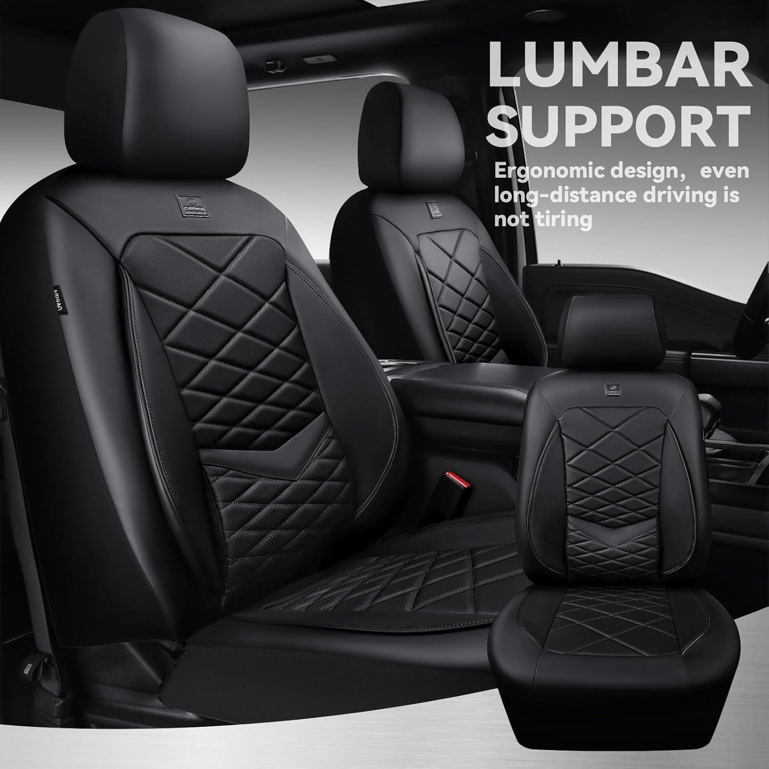 Thumbnail 2 de CAR PASS Luxury Nappa Leather Front Seat Covers — Waterproof 3D Foam