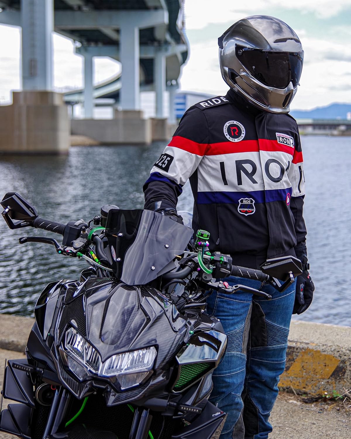 Thumbnail 2 de RIDEIRON Blouson moto homme avec protections CE et doublure amovible 4 saisons