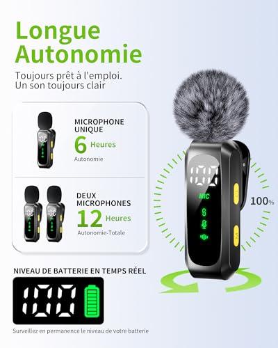 Thumbnail 2 de CKOKC Micro Cravate Sans Fil Mini à Condensateur pour iPhone, Android et PC – Son clair, réduction du bruit et autonomie réelle