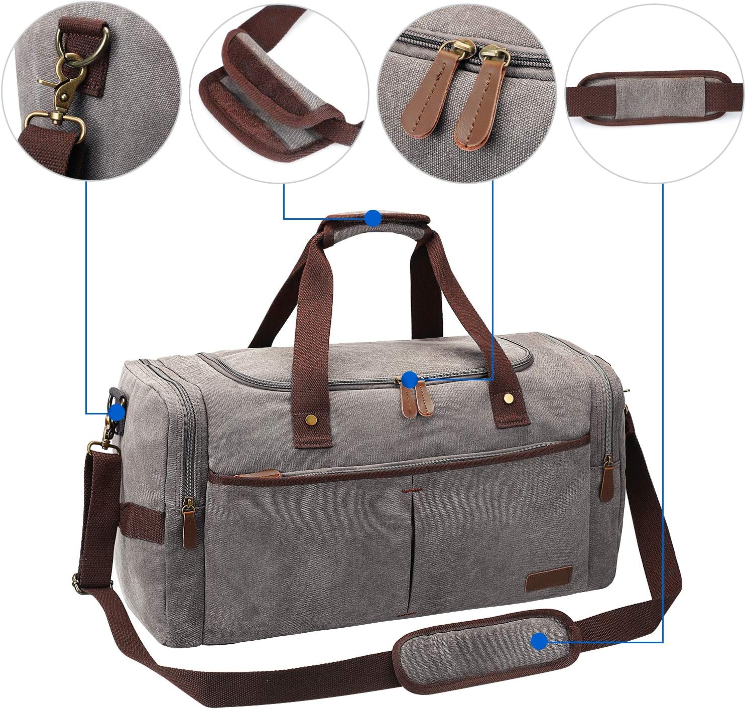 Detalle de S-ZONE 50L Sac de Voyage Unisexe – Weekender robuste et polyvalent (60 × 32 × 34 cm)