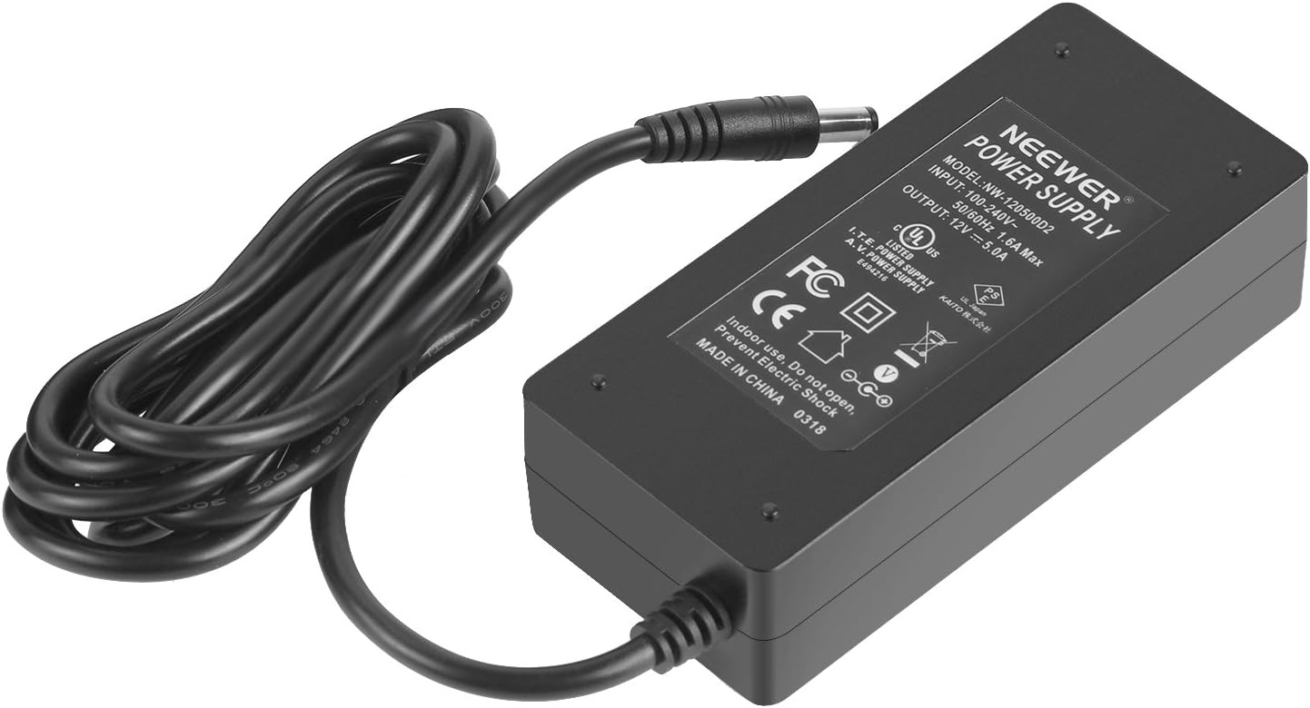 Thumbnail 3 de Neewer Netzteil AC 100–240V auf DC 12V, 5A / 60W mit 2‑m-Kabel für 660 & 960 LED Videoleuchten