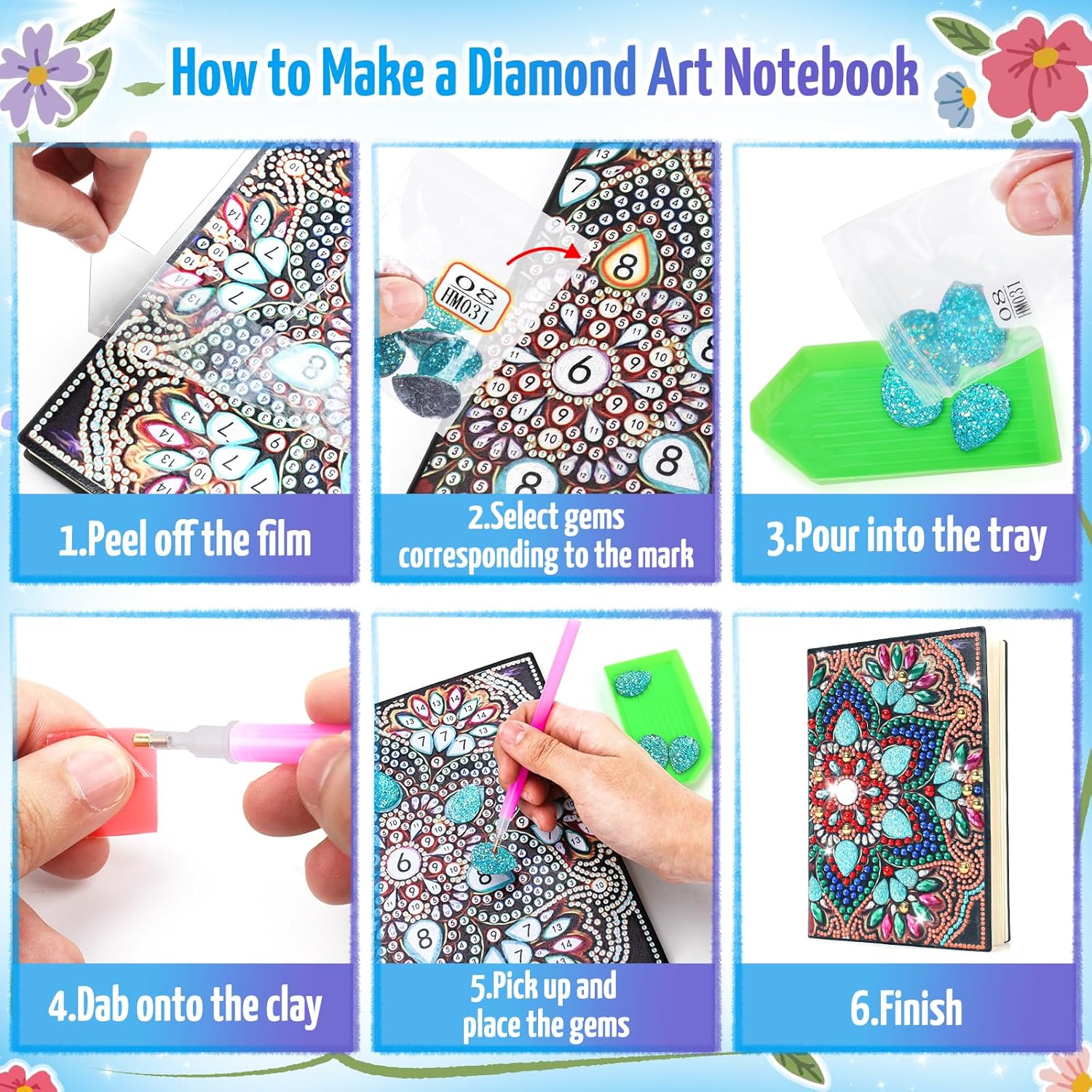 Thumbnail 6 de Craft Kits for Kids A5 Diamond Notebook 50 Sheets