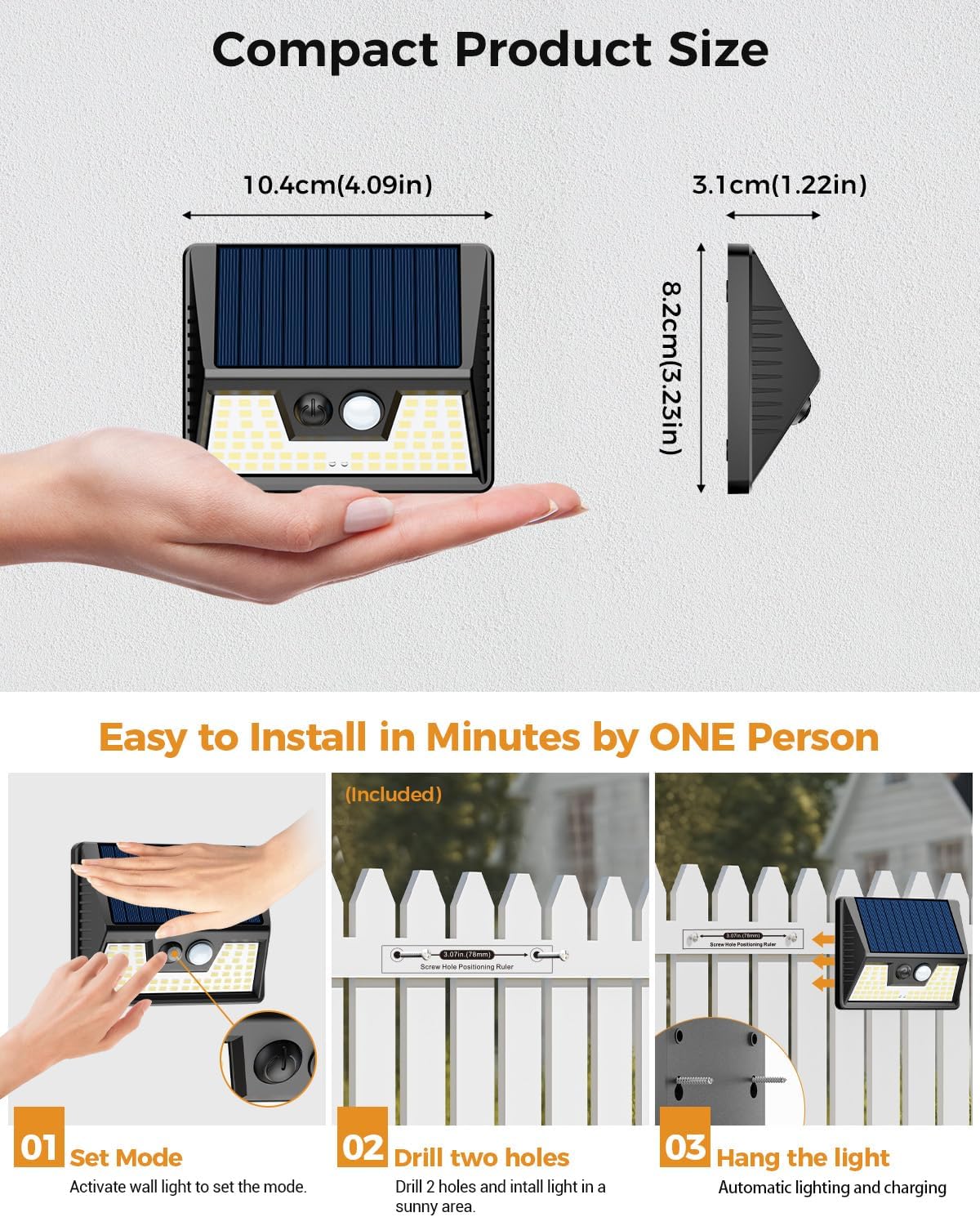 Thumbnail 6 de Vighep Solar PIR Flood Lights 12 pack