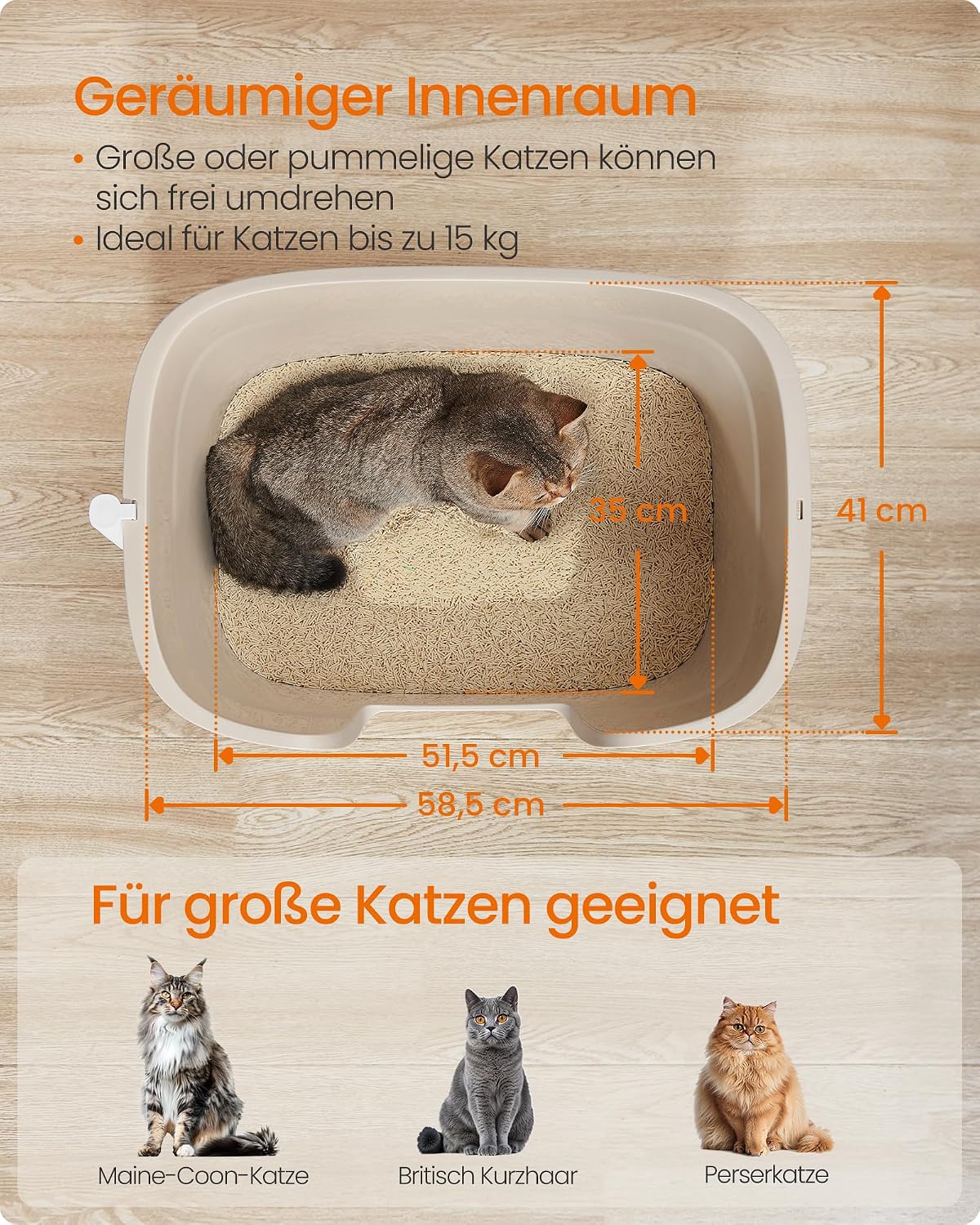 Detalle de Feandrea extragroße Katzenklo mit 4-in-1-Set – perfekt für Mehrkatzenhaushalte