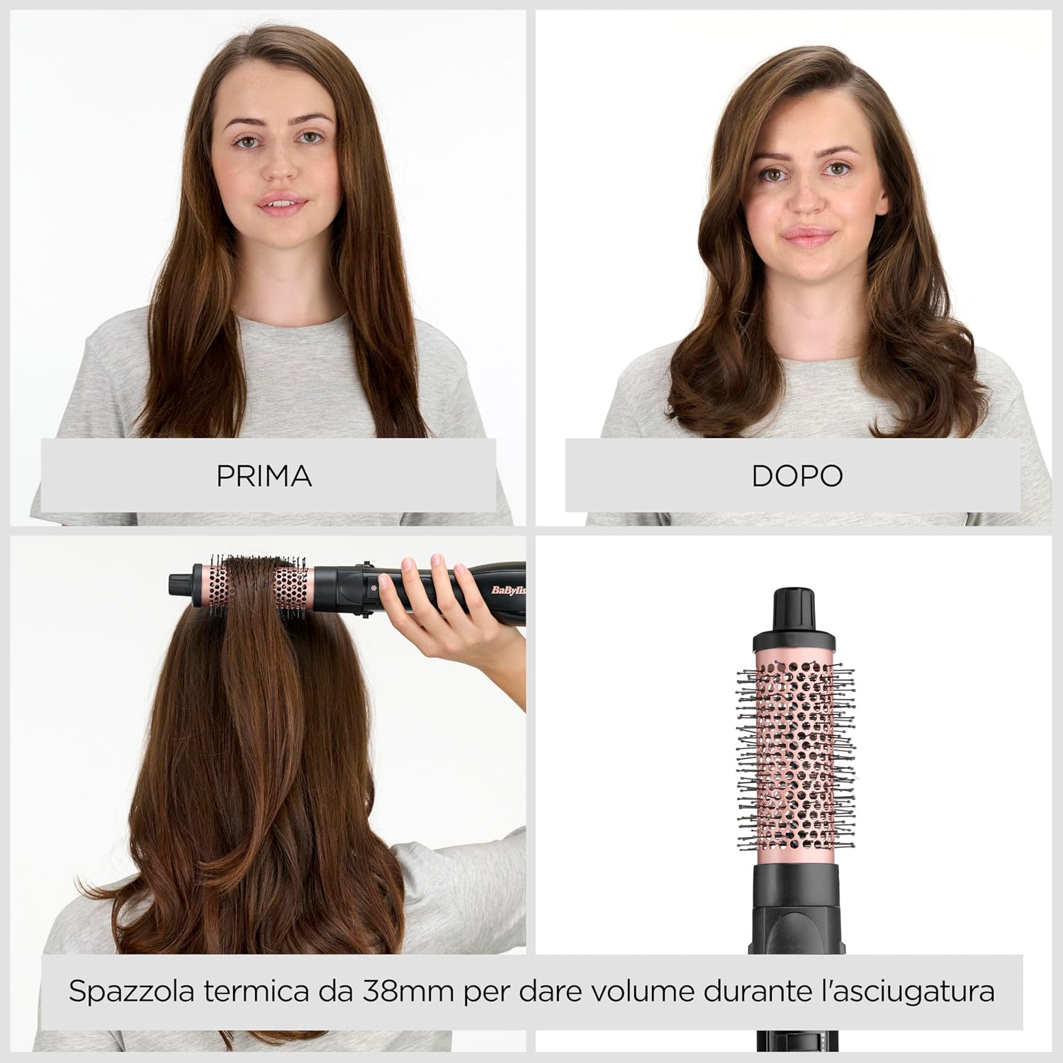 Detalle 2 de BaByliss Smooth Style AS122E: spazzola ad aria calda 1200W con 4 accessori e tecnologia ionica anti-crespo