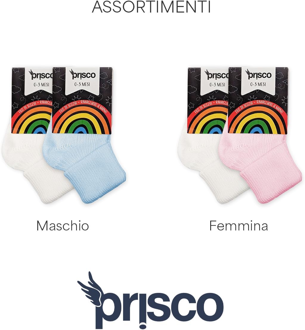 Thumbnail 2 de Prisco Calzini Neonato 0-3 Mesi in Cotone Filo di Scozia, 4 Paia (Unisex)