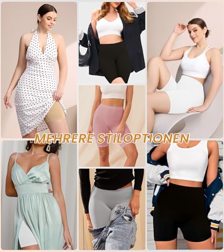 Detalle de Sellto 4er Pack Radlerhose Damen Kurz – Unterziehhose für Kleid, Unterwäsche und Sport