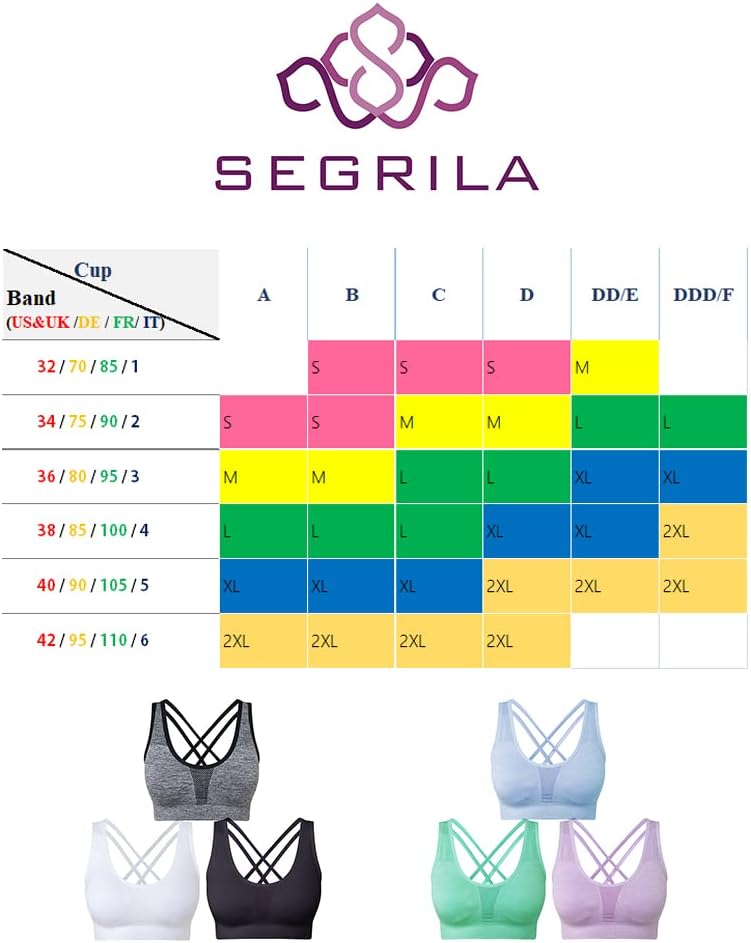 Detalle de SEGRILA Damen Sport BH Set Ohne Bügel Kreuz Rücken Gepolsterter – Nahtlos, atmungsaktiv und vielseitig
