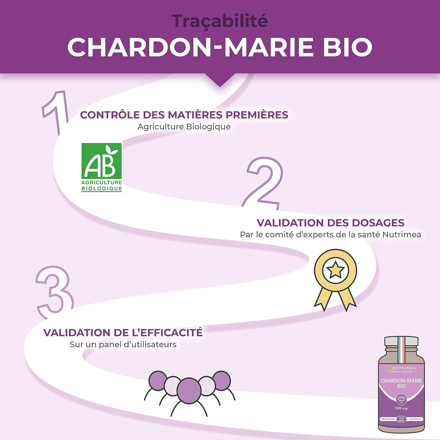 Detalle de Chardon Marie BIO Nutrimea – Charbon actif végétal 95% (120 gélules vegan) pour confort digestif