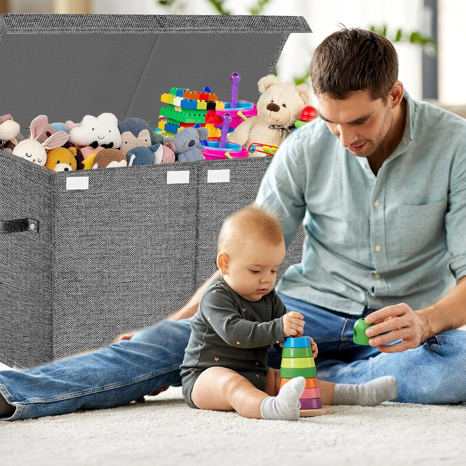 Thumbnail 1 de VERONLY Large Toy Box for Boys & Girls (Dark Grey) – Foldable, Durable Storage Chest