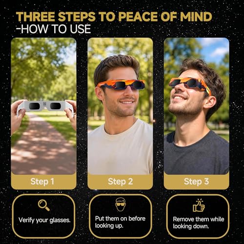 Detalle de EclipseSpecs Solar Eclipse Glasses EN ISO 12312-2:2015 Certified, CE, Paper Cardboard Frame (10)