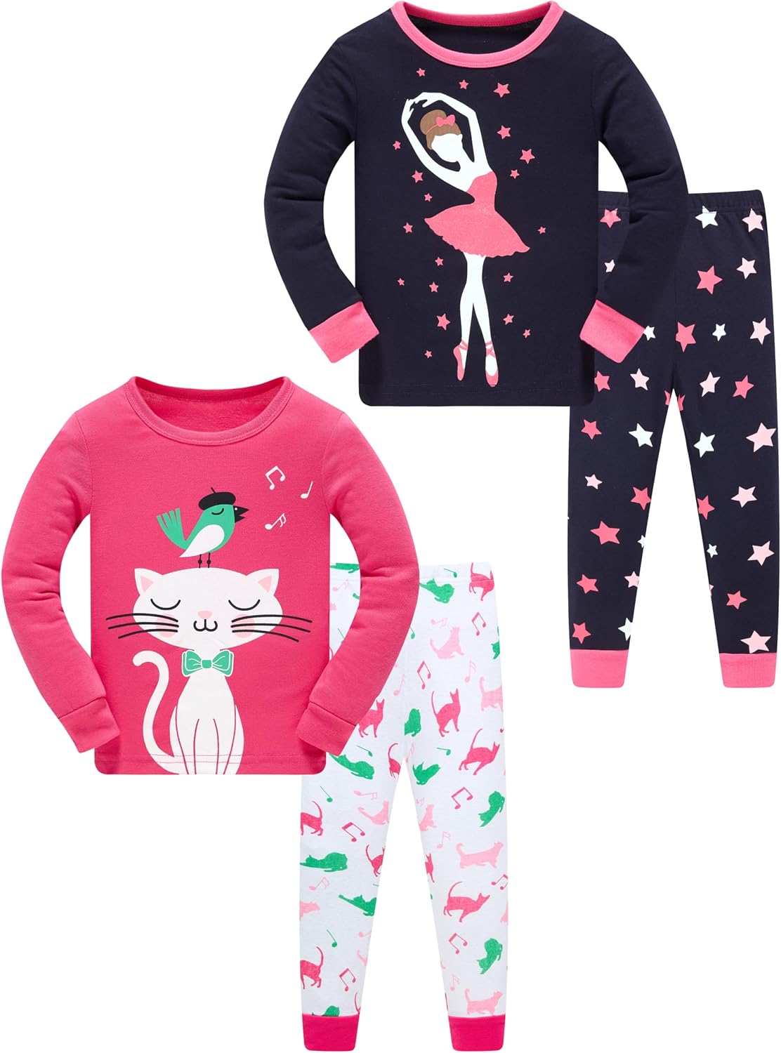 Detalle de LOLPIP Mädchen Schlafanzug Set 4-teilig