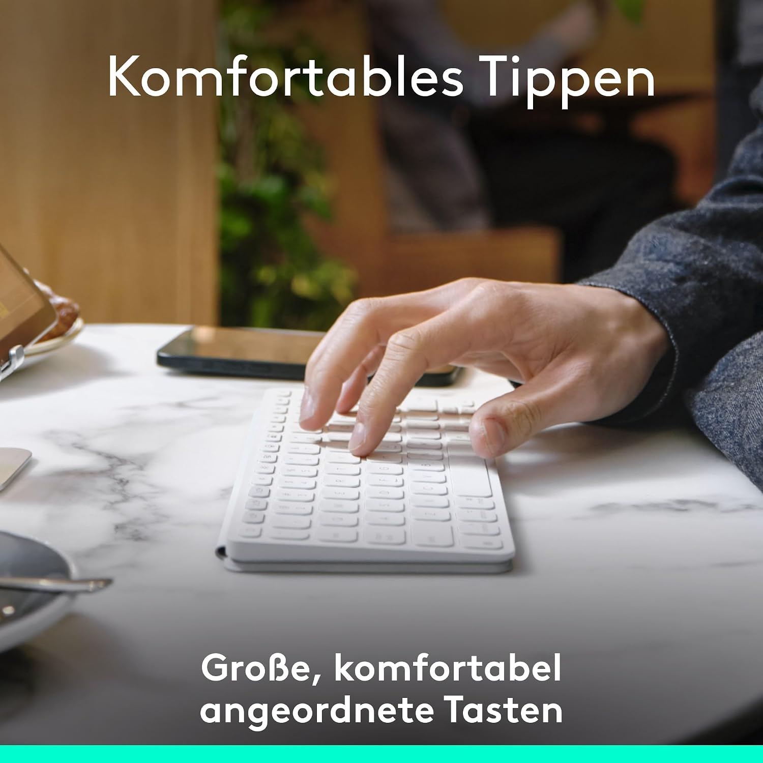 Detalle 2 de Logitech Keys-To-Go 2 Tastatur DEU QWERTZ Hellgrau