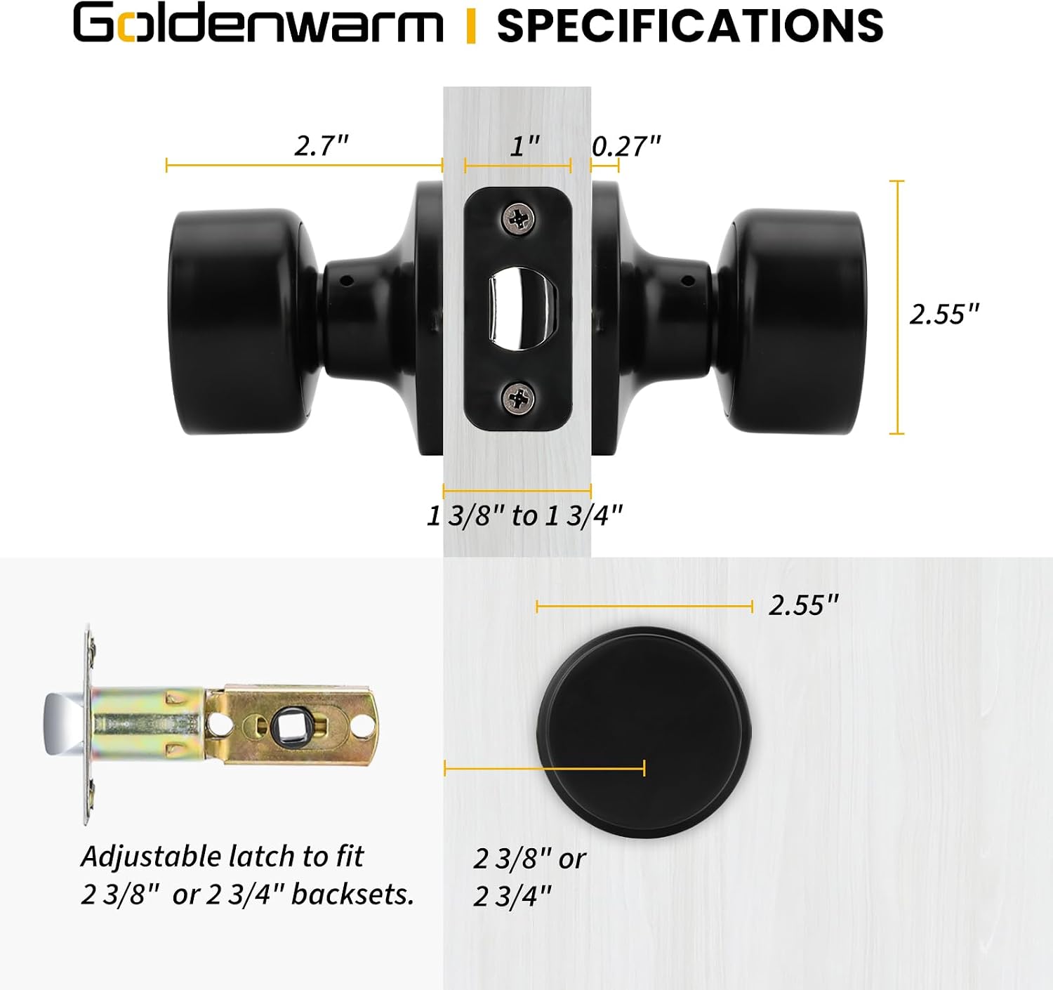 Detalle de Goldenwarm Passage Door Knobs