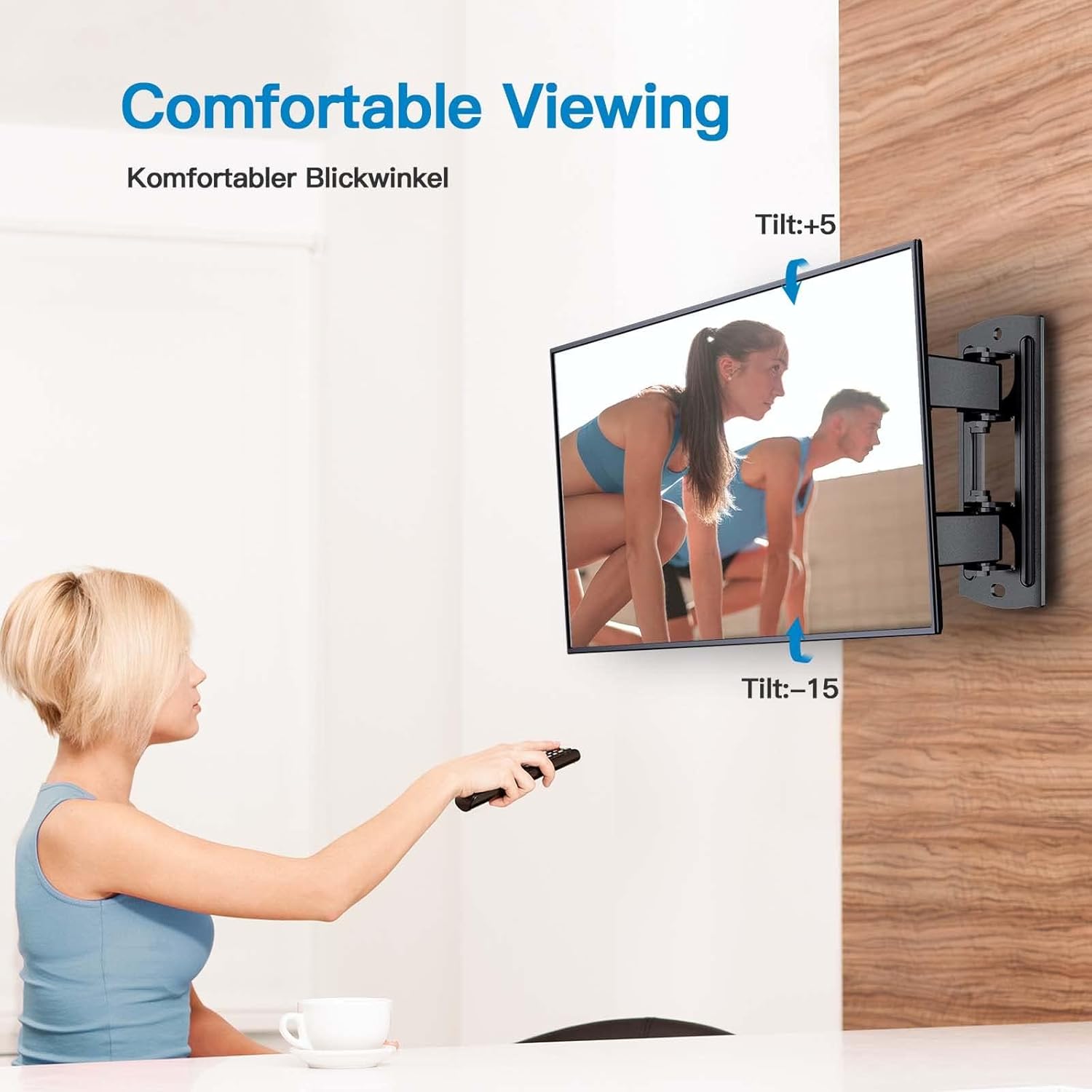 Thumbnail 3 de PERLESMITH Support mural TV inclinable et orientable 13 à 42 pouces, VESA max 200 x 200, charge 20 kg