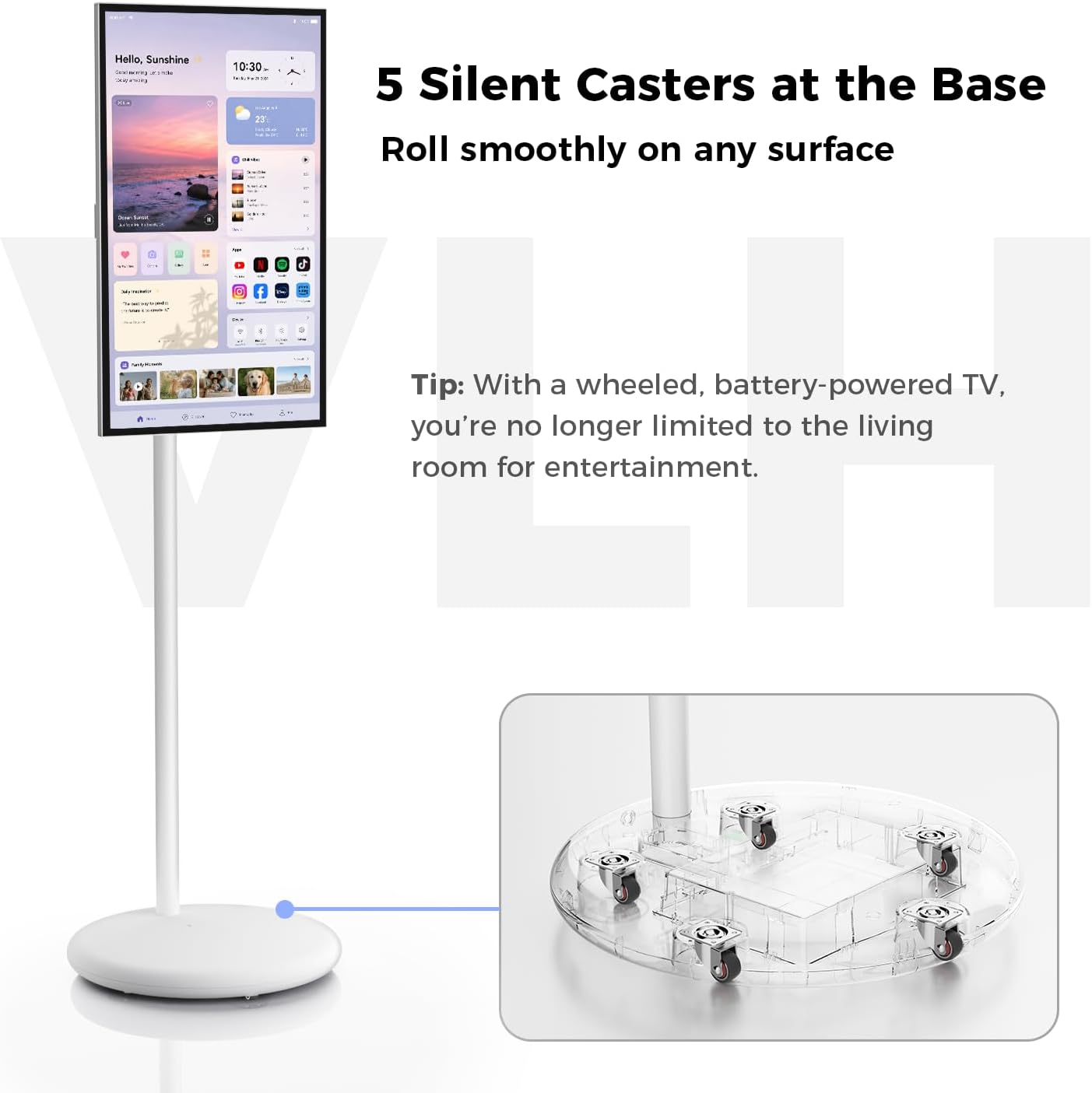 Thumbnail 1 de VLH 27" FHD Touch Screen Rolling TV: Portable Android TV with 13MP Camera and All‑Day Battery