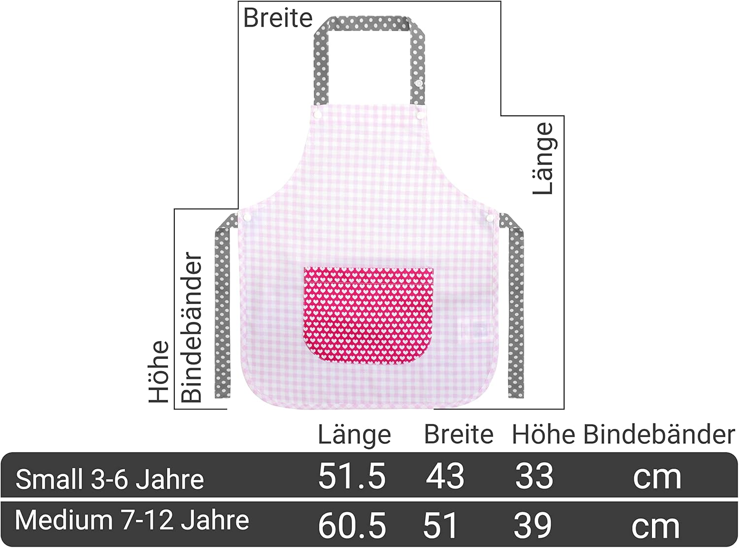 Thumbnail 3 de Emily’s Check Tablier à bavette pour enfants – 2 tailles, 5 variantes pour cuisiner, bricoler et jardiner