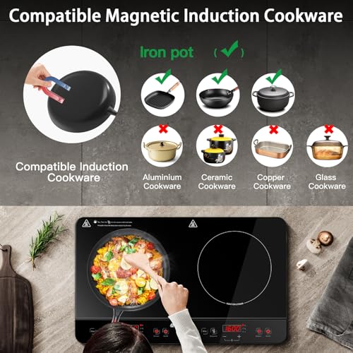 Detalle 2 de AAOBOSI Double Induction Hob with Independent Dual Zones (2800W)