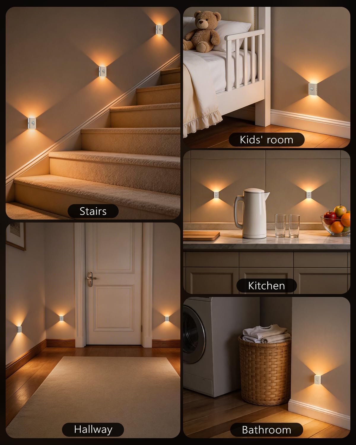 Thumbnail 1 de WILLED Motion Sensor Lights Indoor (6 Pack) – Warm White, Rechargeable, Magnetic Stick-on Stair Lights