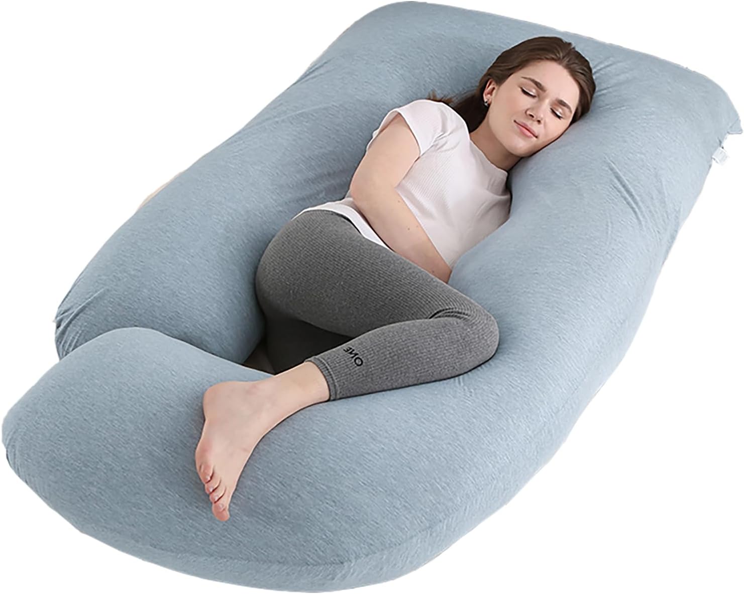 Detalle de Jcickt 59" Full-Body Pregnancy Pillow with Cooling, Removable Cover