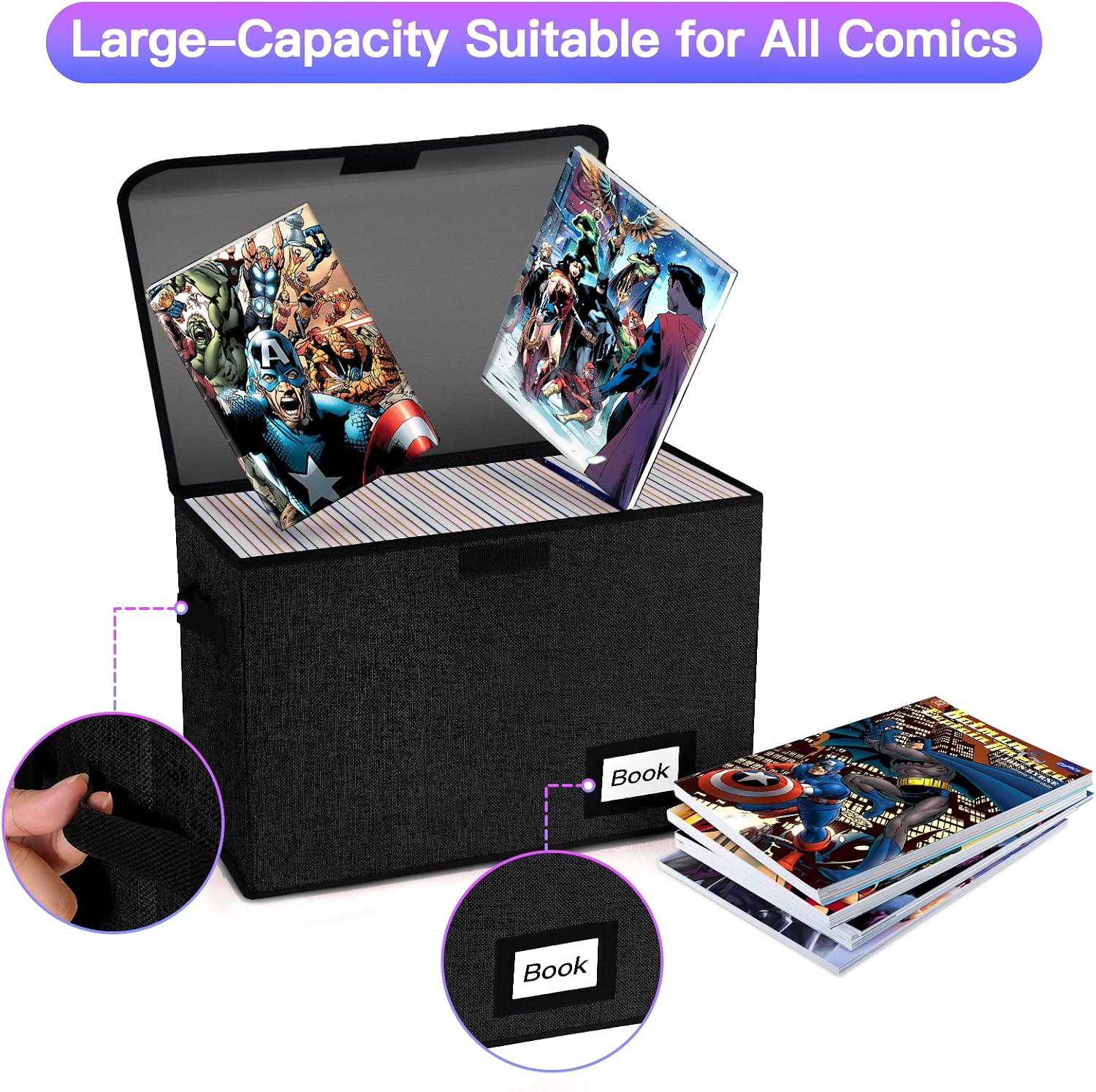 Detalle 1 de YNSZAS Comic Book Storage Box 15.8 x 7.8 x 11.8 inches