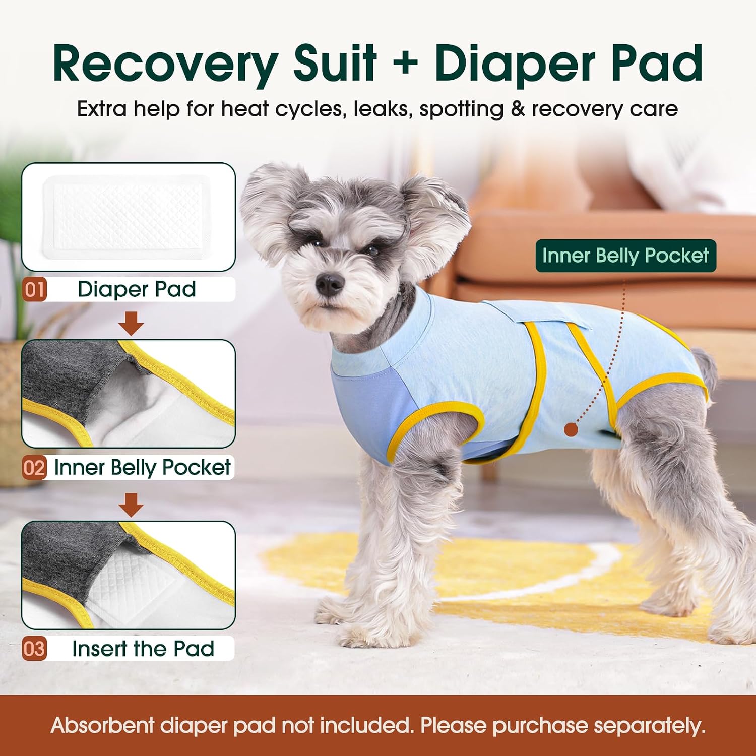 Thumbnail 6 de Kuoser Recovery Suit for Dogs & Cats After Surgery — E-Collar/Cone Alternative Dog Onesie for Abdominal Wounds