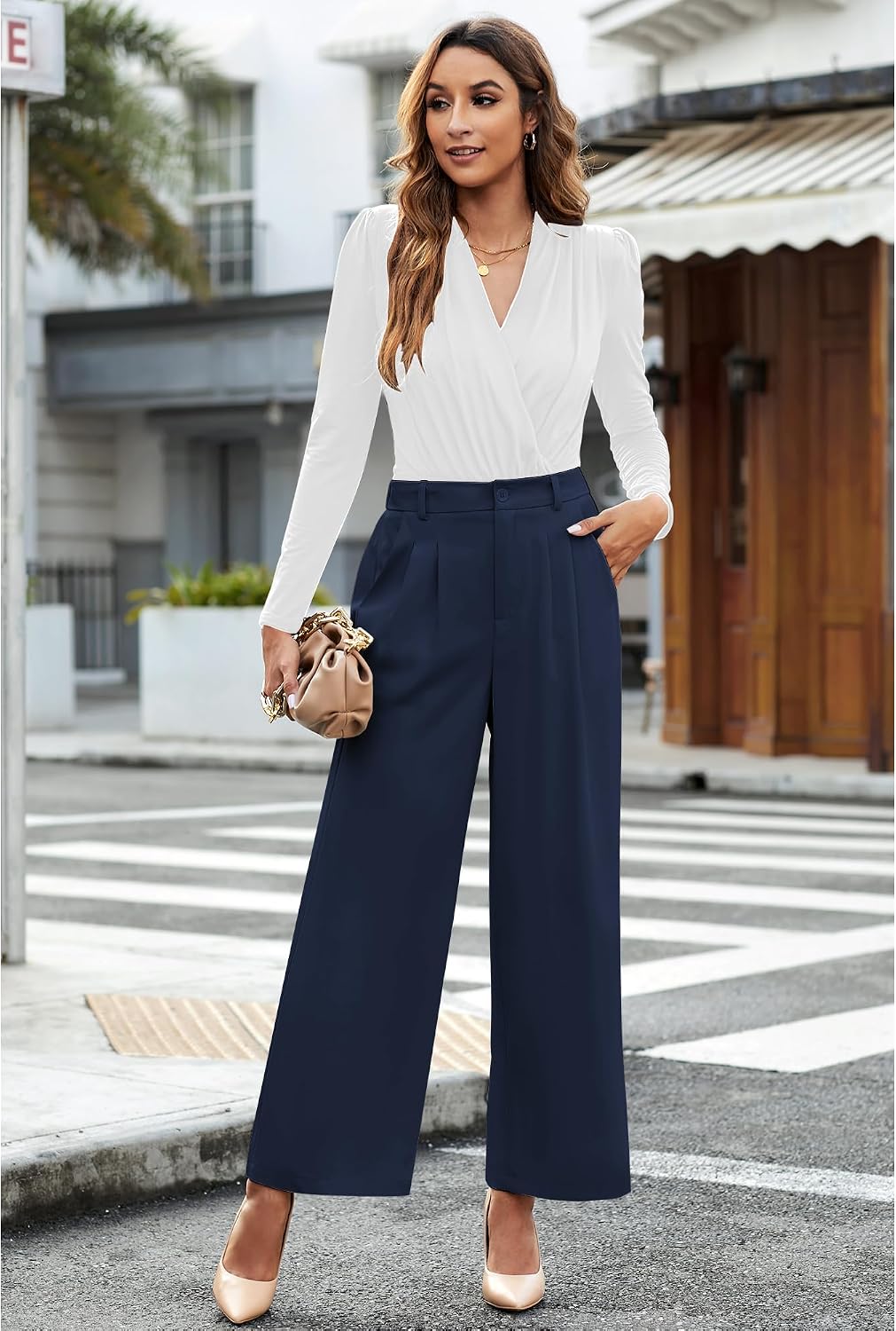 Detalle 1 de GRAPENT Women's Wide-Leg Pants, Polyester