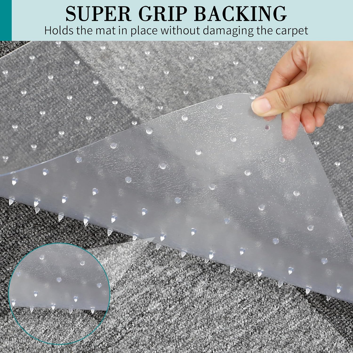 Thumbnail 3 de BesWin Office Chair Mat for Carpet (76.2 x 122cm) – Transparent Non-Slip PVC Protector for Low Pile Carpets