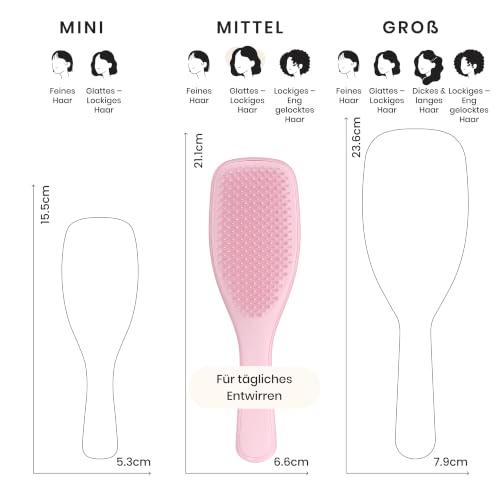 Detalle de Tangle Teezer Ultimate Detangler Haarbürste – Zweistufige Borsten für Nasses & Trockenes Haar, Millennial Rosa