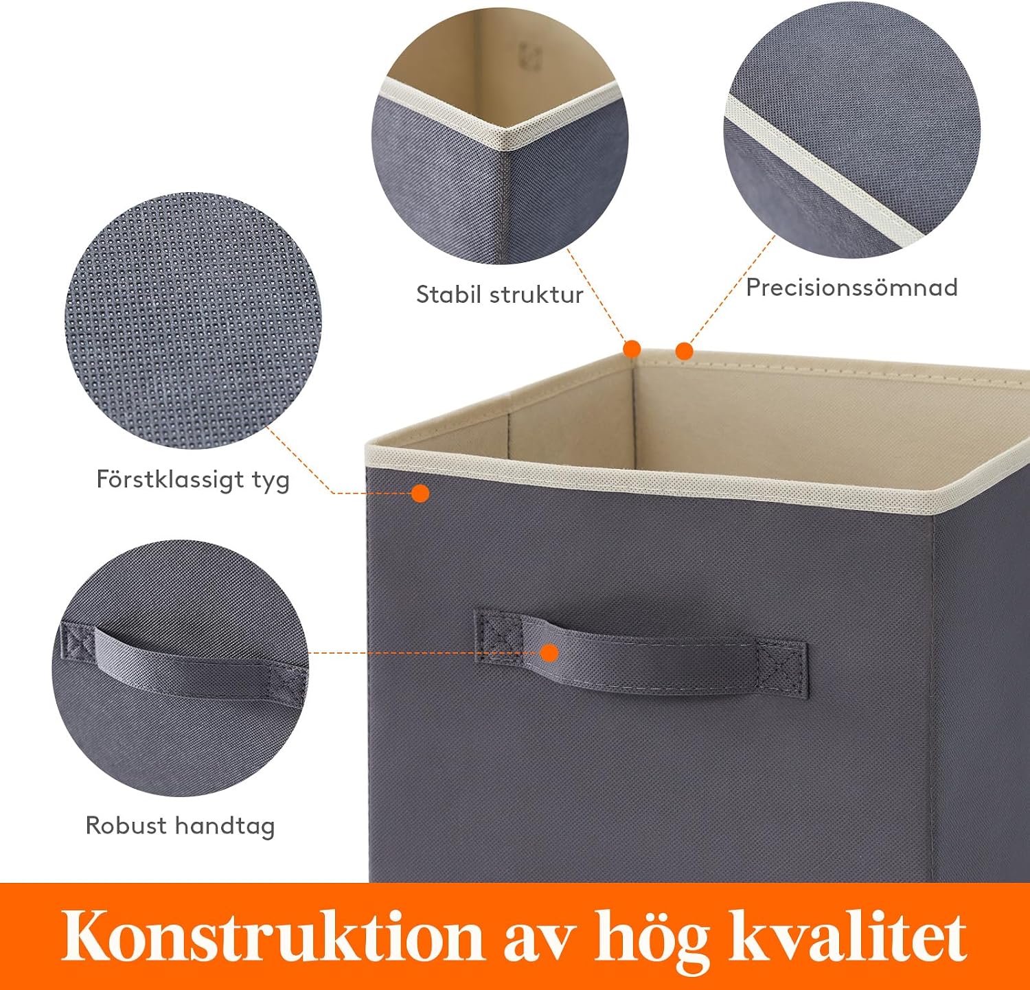 Detalle de Lifewit 23091 hopfällbara förvaringskuber, 10-pack, 18 l, grå