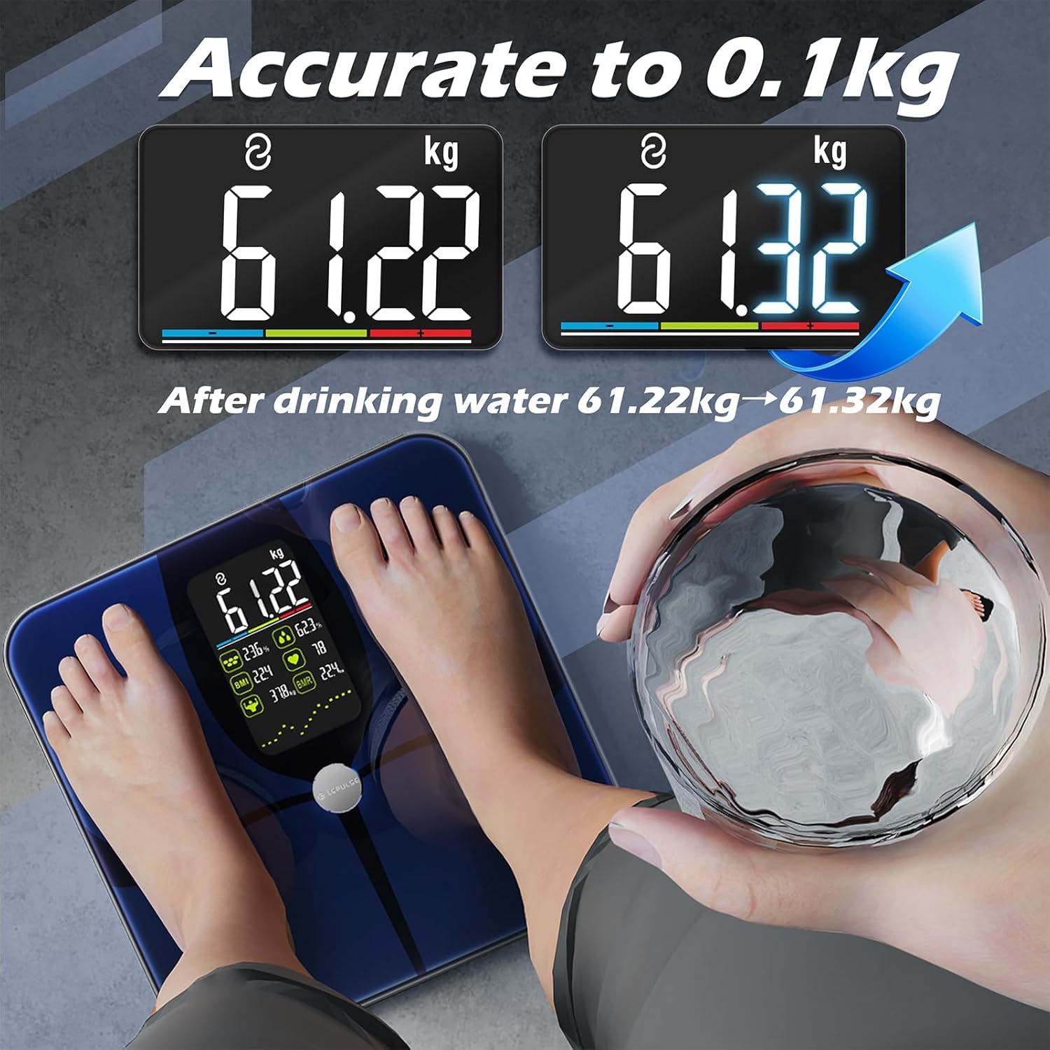 Thumbnail 3 de Lepulse Smart Scales for Body Weight and Body Fat with Large Display and 22-Point Body Composition