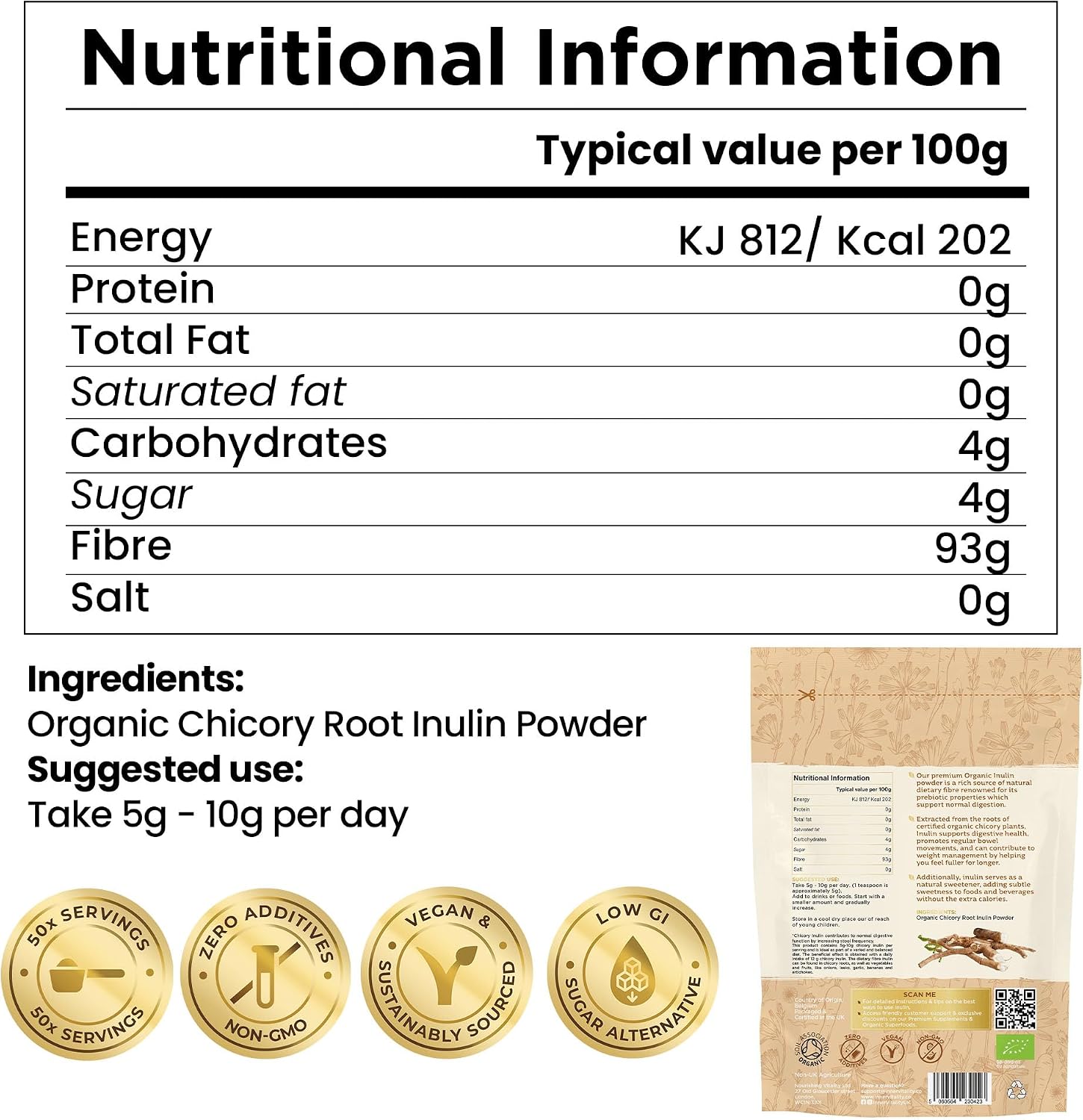 Thumbnail 4 de Inner Vitality Organic Inulin Powder 250g