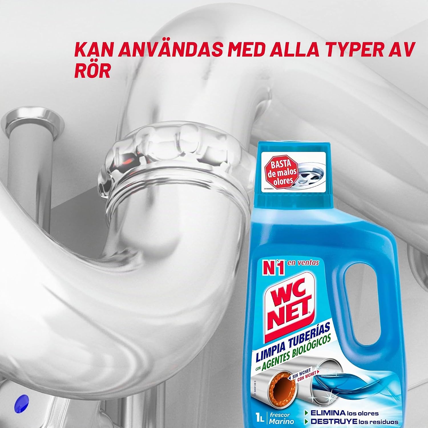 Detalle de WC Net 78634 avloppsrengöring för toalett, flytande och doftfri, 1 l