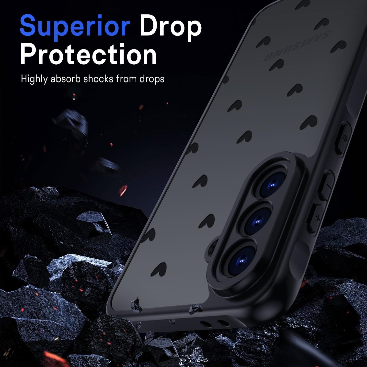 Thumbnail 2 de TUUTPU Coque translucide pour Samsung Galaxy A56 5G — Motif cœur minimaliste et protection renforcée
