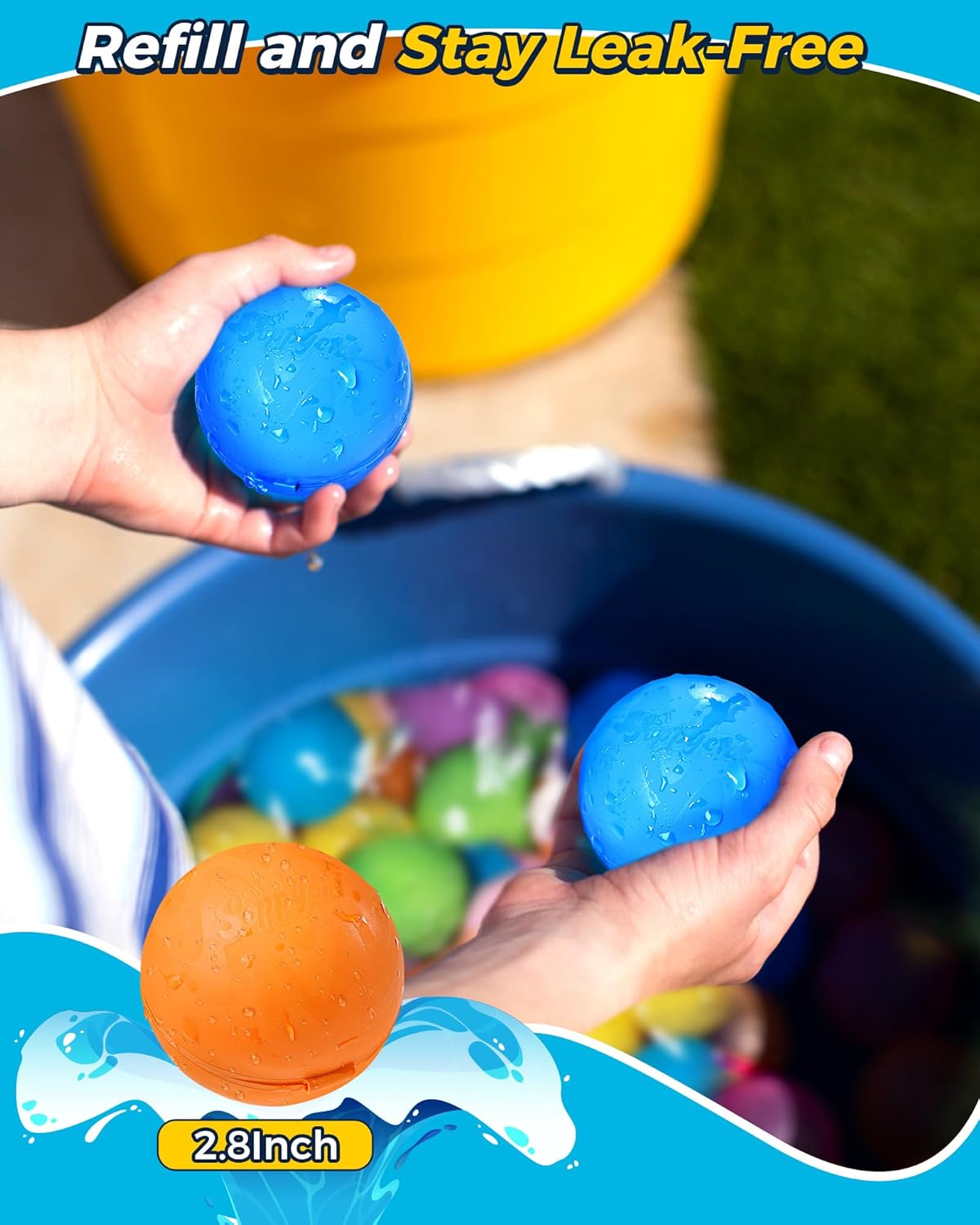 Detalle 2 de Tlitlimom 16-Pack Reusable Water Bomb Balloons for Pool & Beach Fun (Ages 3–12)
