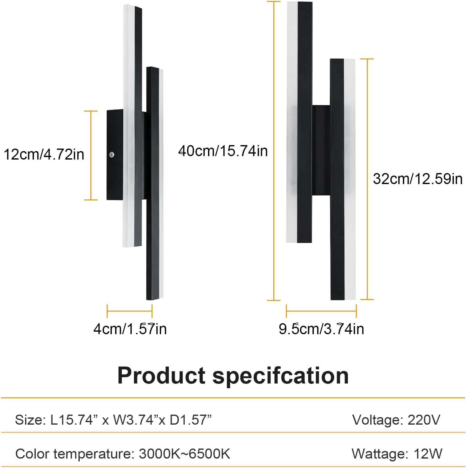 Detalle de Comely kinkiet LED 16 W, 1800 lm, 3000/4500/6500 K, czarny