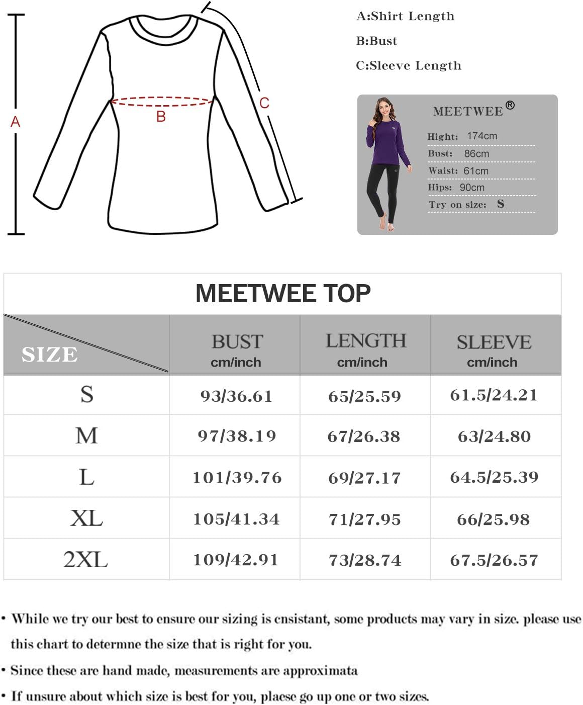 Detalle 2 de MEETWEE Maglia Termica Donna a Manica Lunga: Base layer leggera e calda per sport e tempo freddo